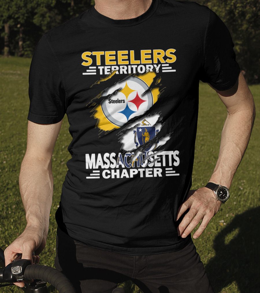 Steelers Territory Massachusetts Chapter Logo With Massachusetts Flag And Steelers Emblem T-Shirt