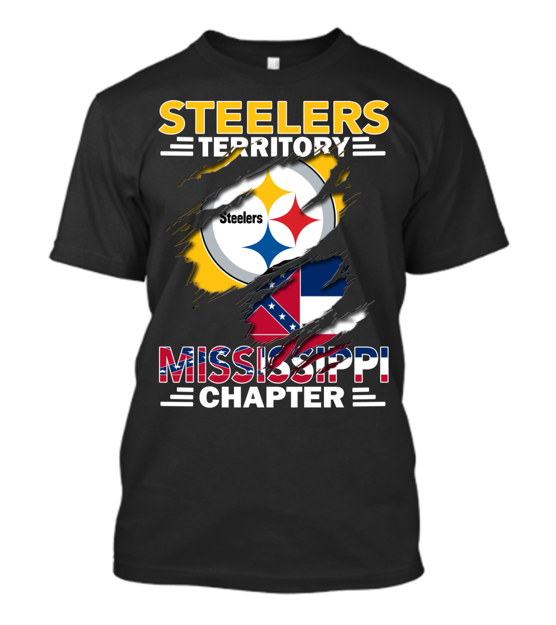 Steelers Territory Mississippi Chapter Steel Logo And Flag T-Shirt