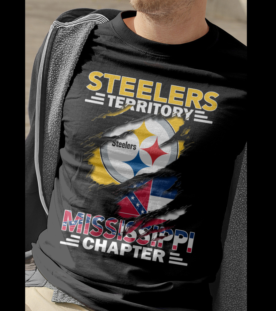 Steelers Territory Mississippi Chapter Steel Logo And Flag T-Shirt