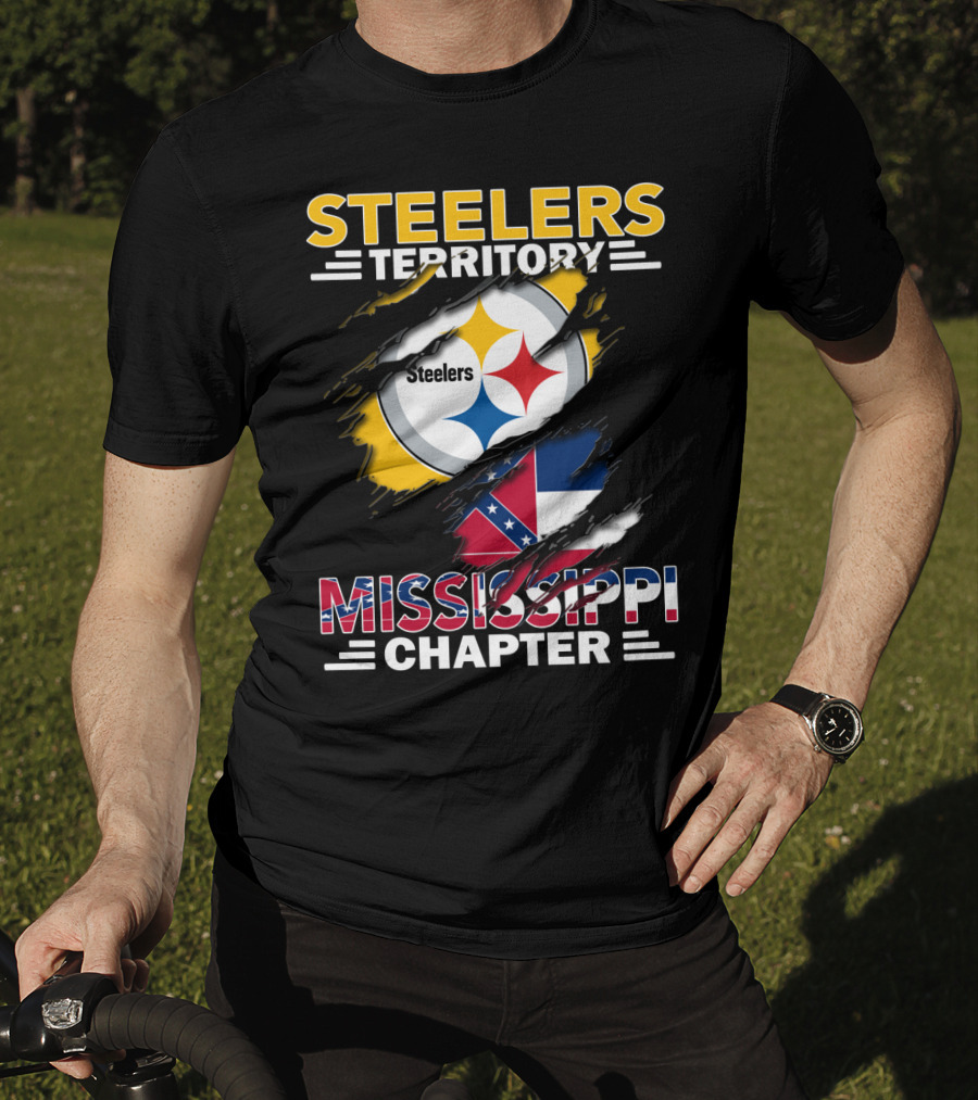 Steelers Territory Mississippi Chapter Steel Logo And Flag T-Shirt