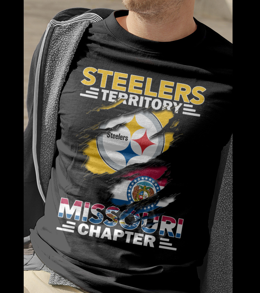 Steelers Territory Missouri Chapter Emblem With State Flag T-Shirt