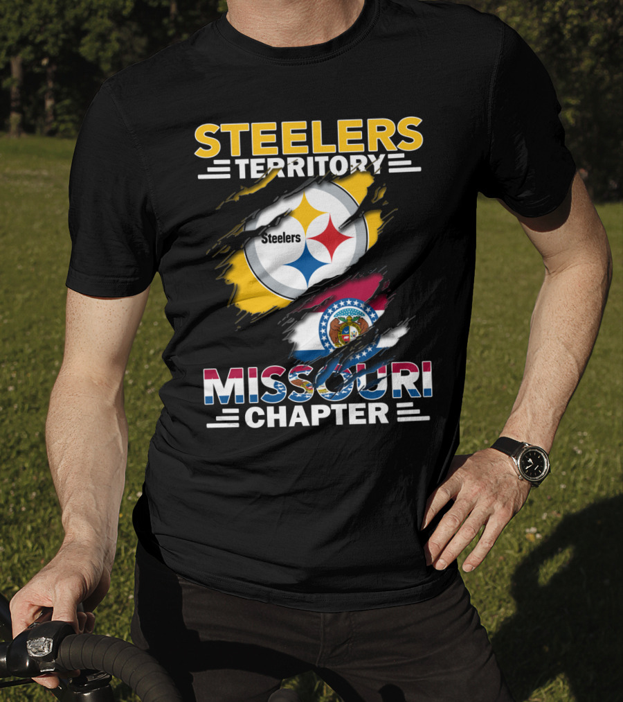 Steelers Territory Missouri Chapter Emblem With State Flag T-Shirt