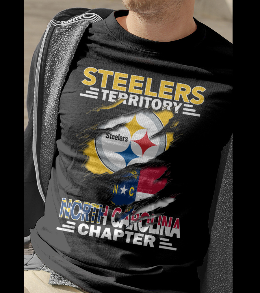 Steelers Territory North Carolina Chapter Steelers Logo And North Carolina Flag T-Shirt