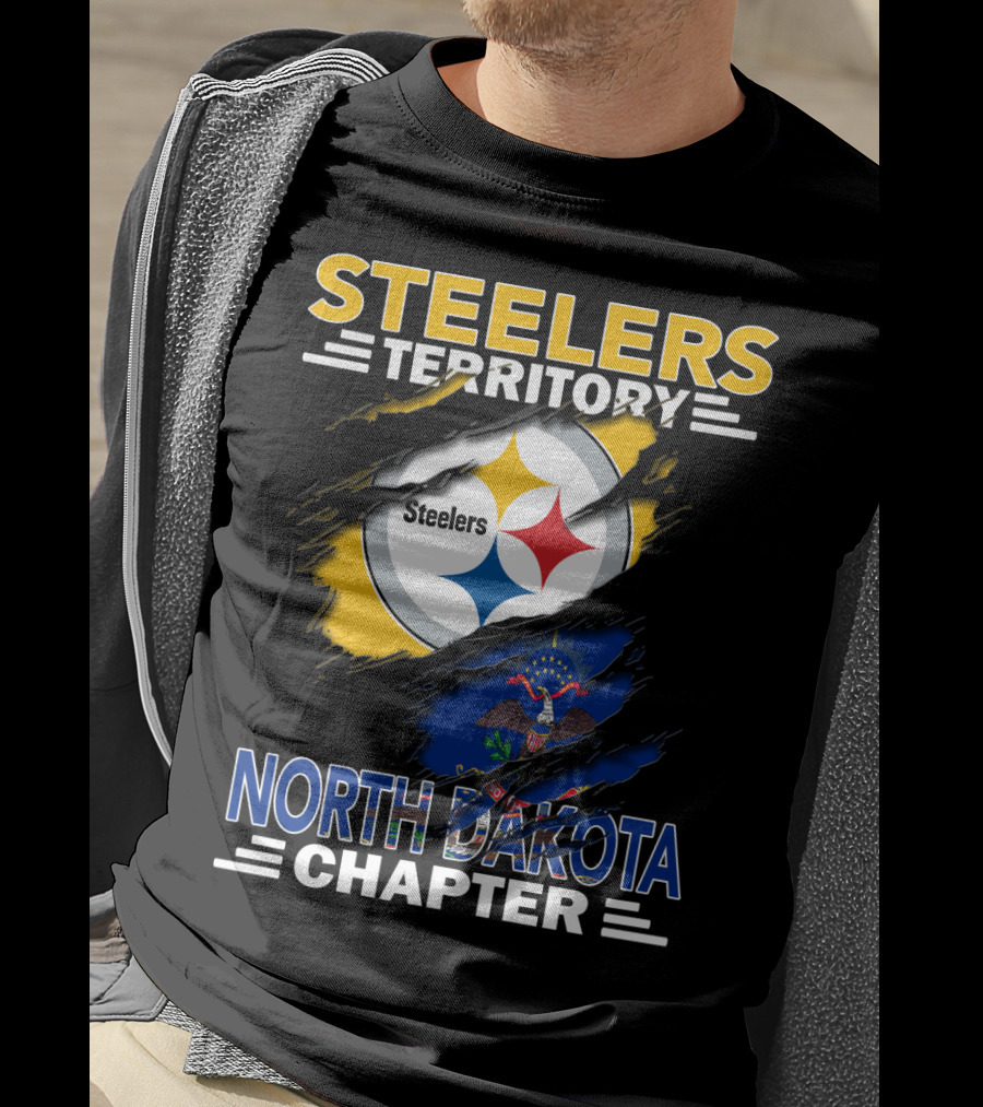 Steelers Territory North Dakota Chapter Steelers Logo And State Flag T-Shirt