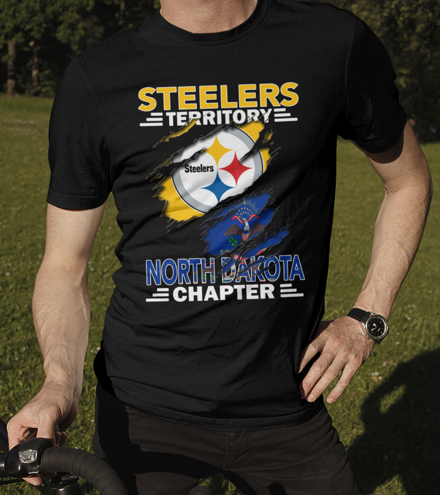 Steelers Territory North Dakota Chapter Steelers Logo And State Flag T-Shirt