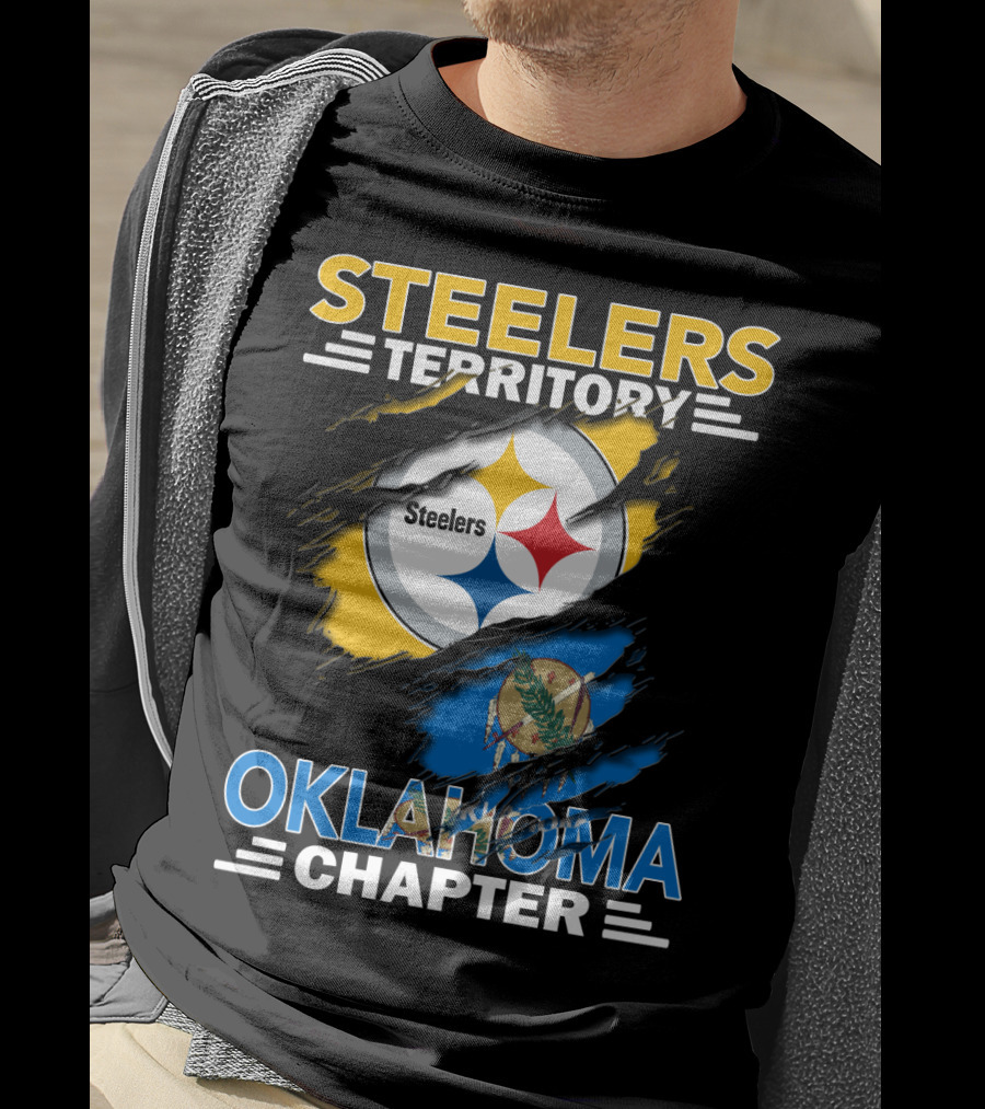 Steelers Territory Oklahoma Chapter Logo With State Flag T-Shirt