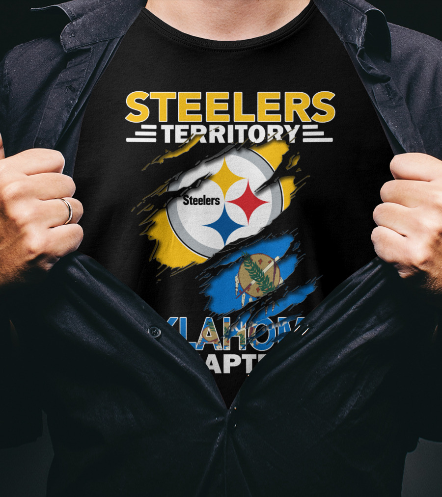 Steelers Territory Oklahoma Chapter Logo With State Flag T-Shirt