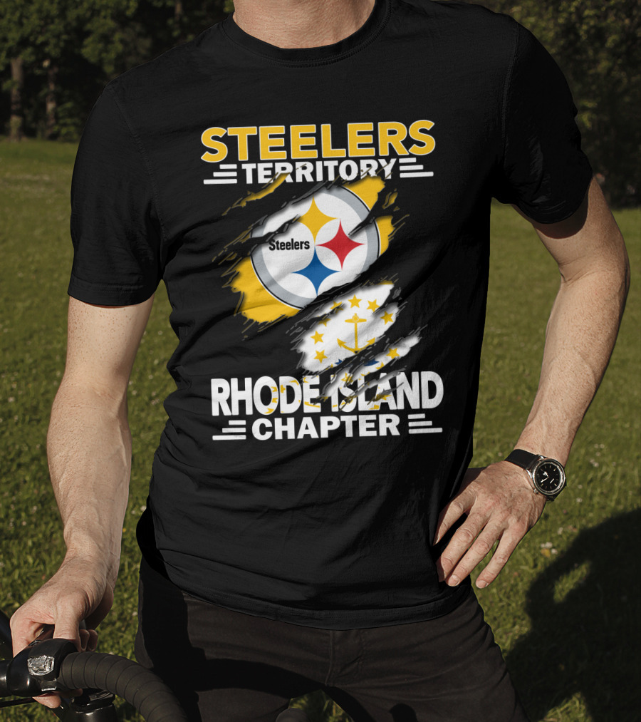 Steelers Territory Rhode Island Chapter Steel Logo And State Flag Fusion T-Shirt