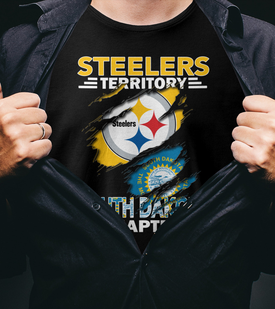 Steelers Territory South Dakota Chapter Ripped Flag T-Shirt