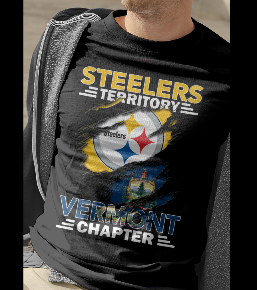 Steelers Territory Vermont Chapter Steelers Logo And Vermont Flag T-Shirt