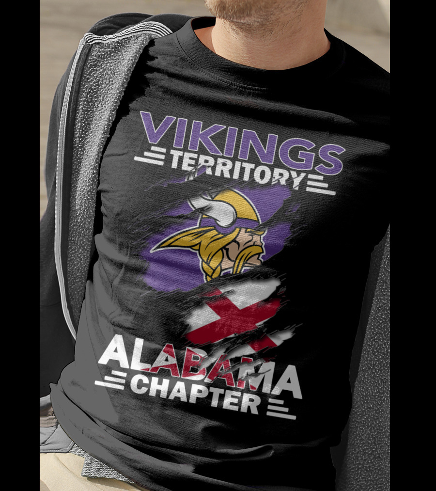 Vikings Territory Alabama Chapter Norse Warrior Emblem With Alabama State Flag T-Shirt