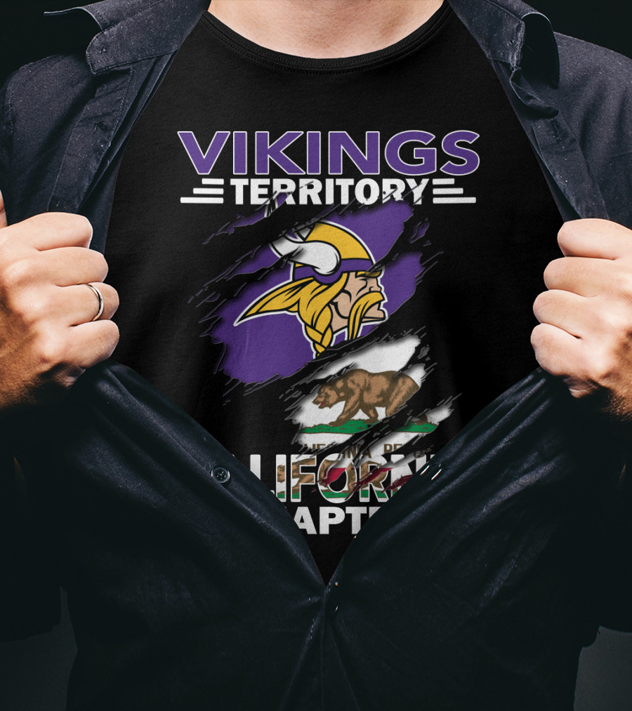 Vikings Territory California Chapter With Logo And Bear Flag Elements T-Shirt