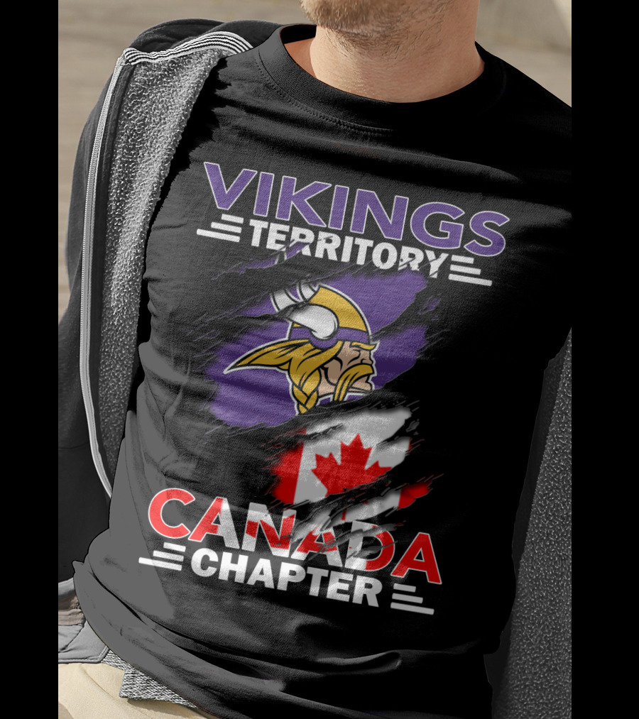 Vikings Territory Canada Chapter Canadian Flag And Viking Head T-Shirt