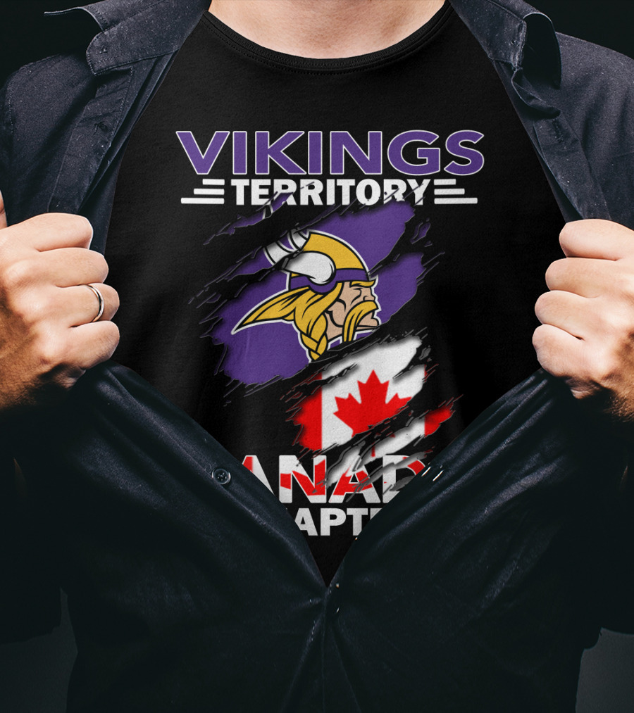 Vikings Territory Canada Chapter Canadian Flag And Viking Head T-Shirt