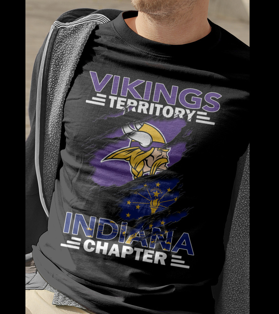 Vikings Territory Indiana Chapter Viking Helmet Indiana Flag T-Shirt