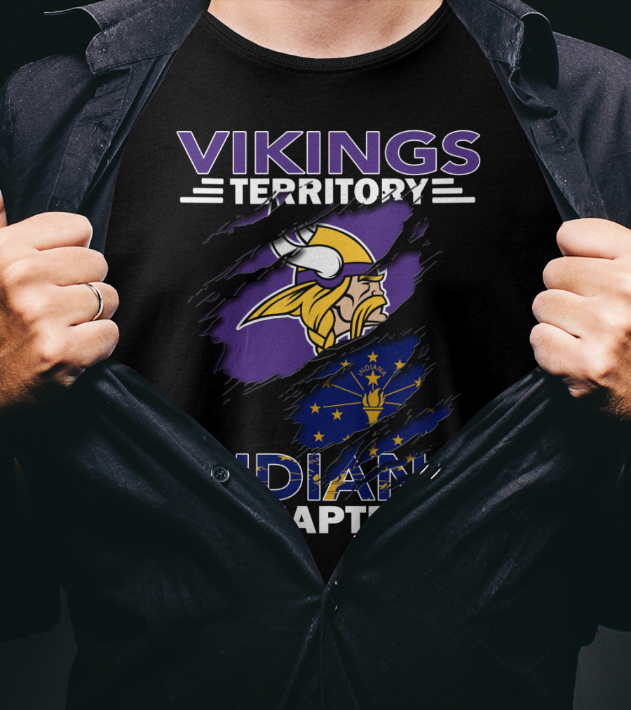 Vikings Territory Indiana Chapter Viking Helmet Indiana Flag T-Shirt