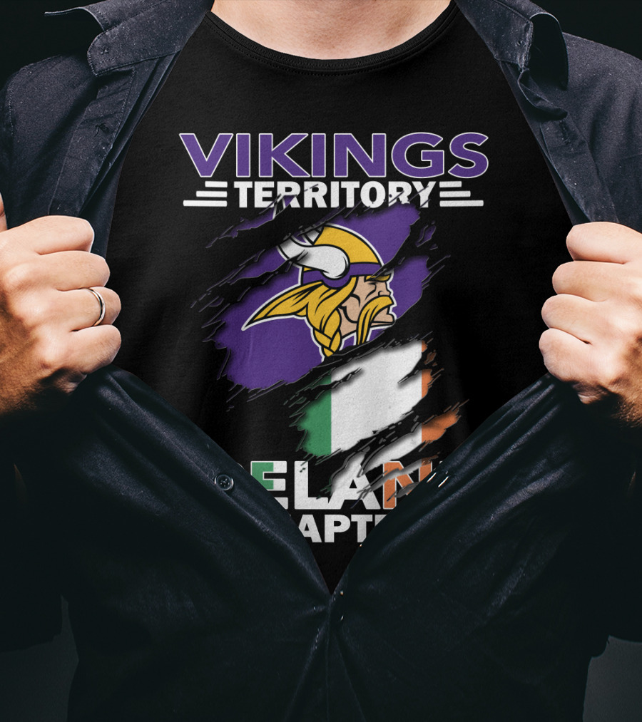 Vikings Territory Ireland Chapter Viking Logo Irish Flag T-Shirt