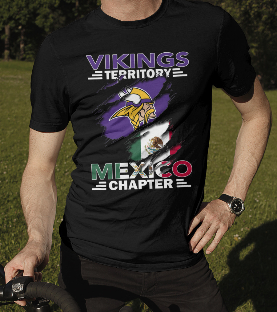 Vikings Territory Mexico Chapter NFL Team Fan Club Mexican Flag T-Shirt