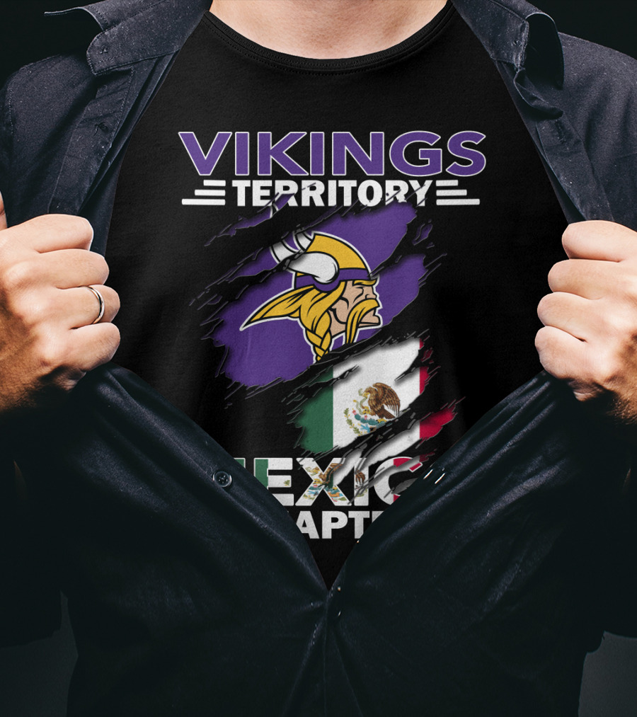 Vikings Territory Mexico Chapter NFL Team Fan Club Mexican Flag T-Shirt