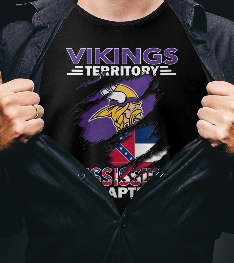 Vikings Territory Mississippi Chapter Nordic Warrior Symbol And Southern Flag Fusion T-Shirt