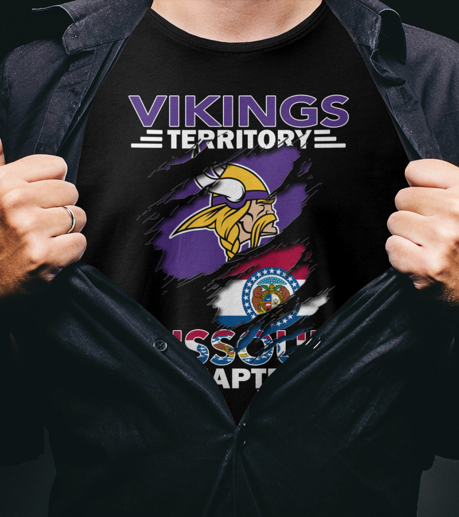 Vikings Territory Missouri Chapter Nordic Warrior With State Pride T-Shirt