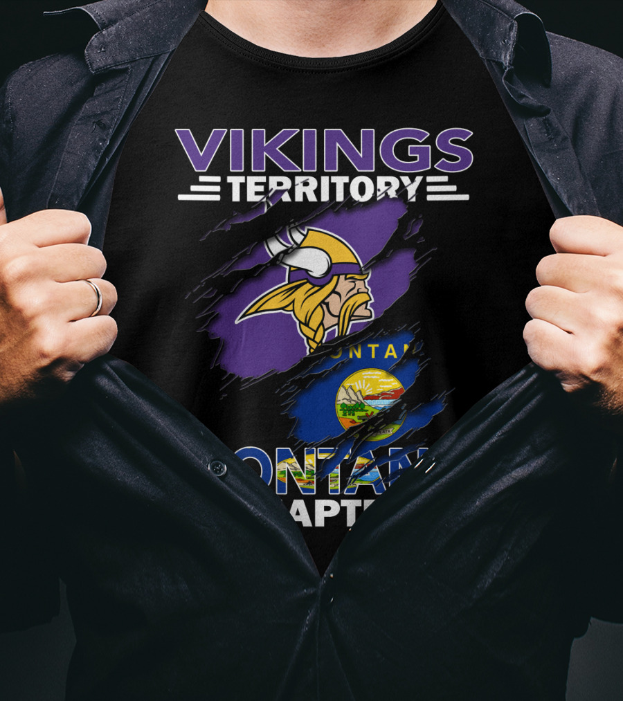 Vikings Territory Montana Chapter NFL Fan Club Minnesota Football Flag Fusion T-Shirt