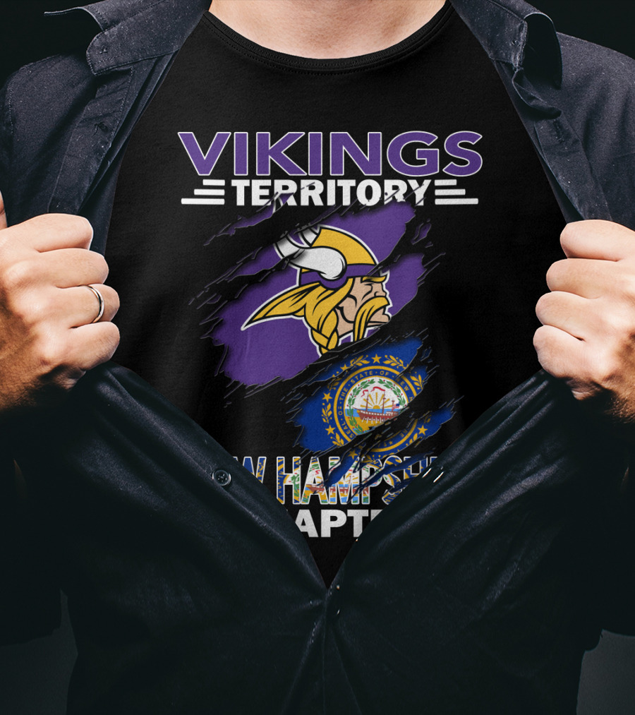 Vikings Territory New Hampshire Chapter Emblem With Viking Helmet And State Seal T-Shirt