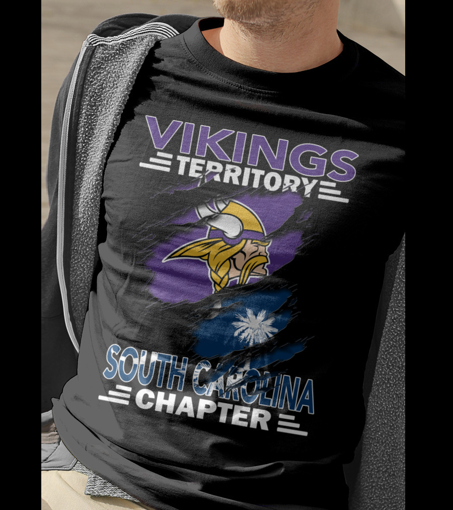 Vikings Territory South Carolina Chapter Sports Fan Logo With Iconic Viking And Palmetto T-Shirt