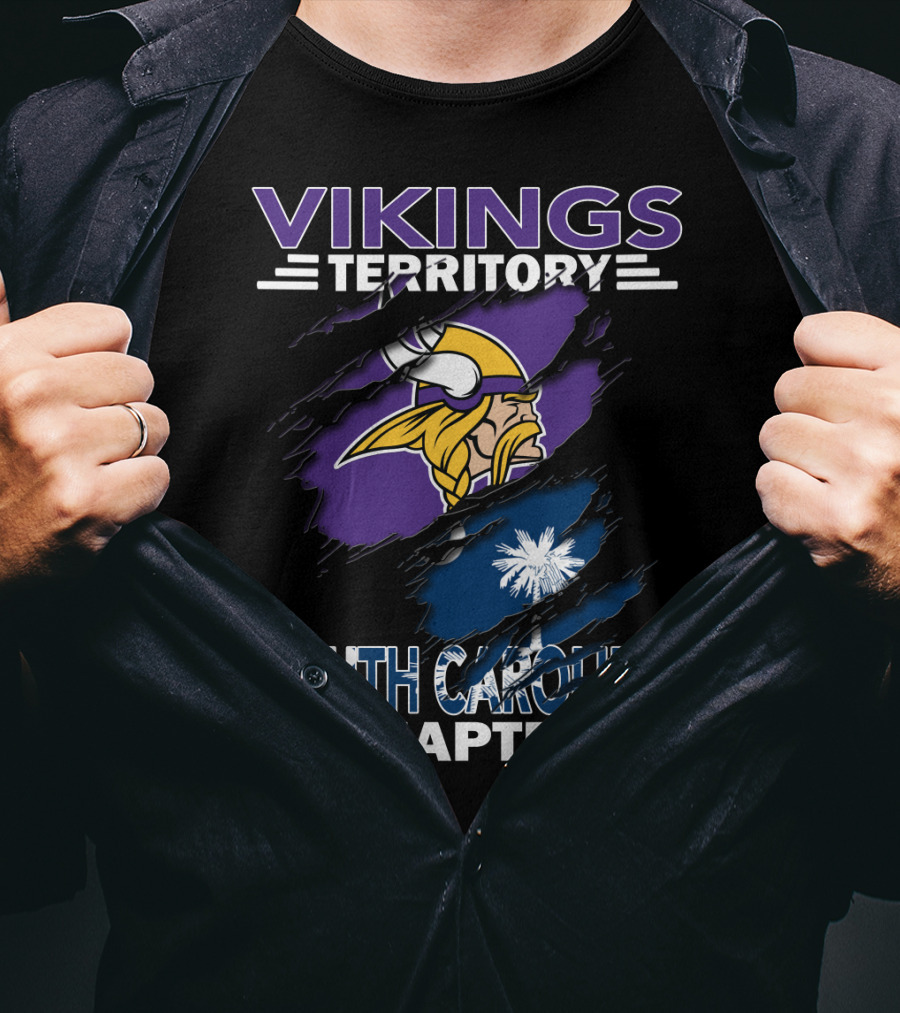 Vikings Territory South Carolina Chapter Sports Fan Logo With Iconic Viking And Palmetto T-Shirt