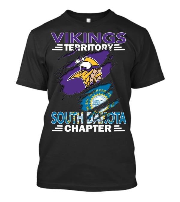 Vikings Territory South Dakota Chapter Featuring Iconic Norse Warrior And State Seal T-Shirt