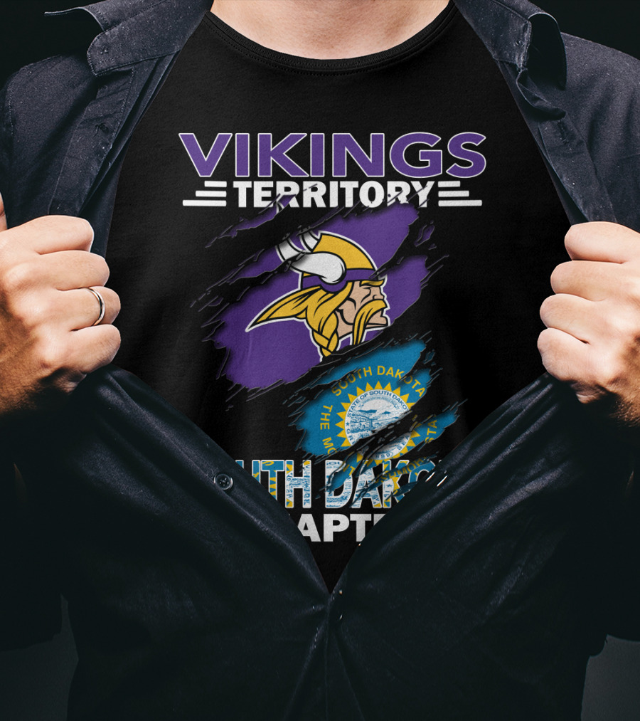 Vikings Territory South Dakota Chapter Featuring Iconic Norse Warrior And State Seal T-Shirt