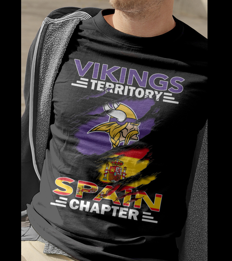Vikings Territory Spain Chapter Vikings Logo Spain Flag T-Shirt
