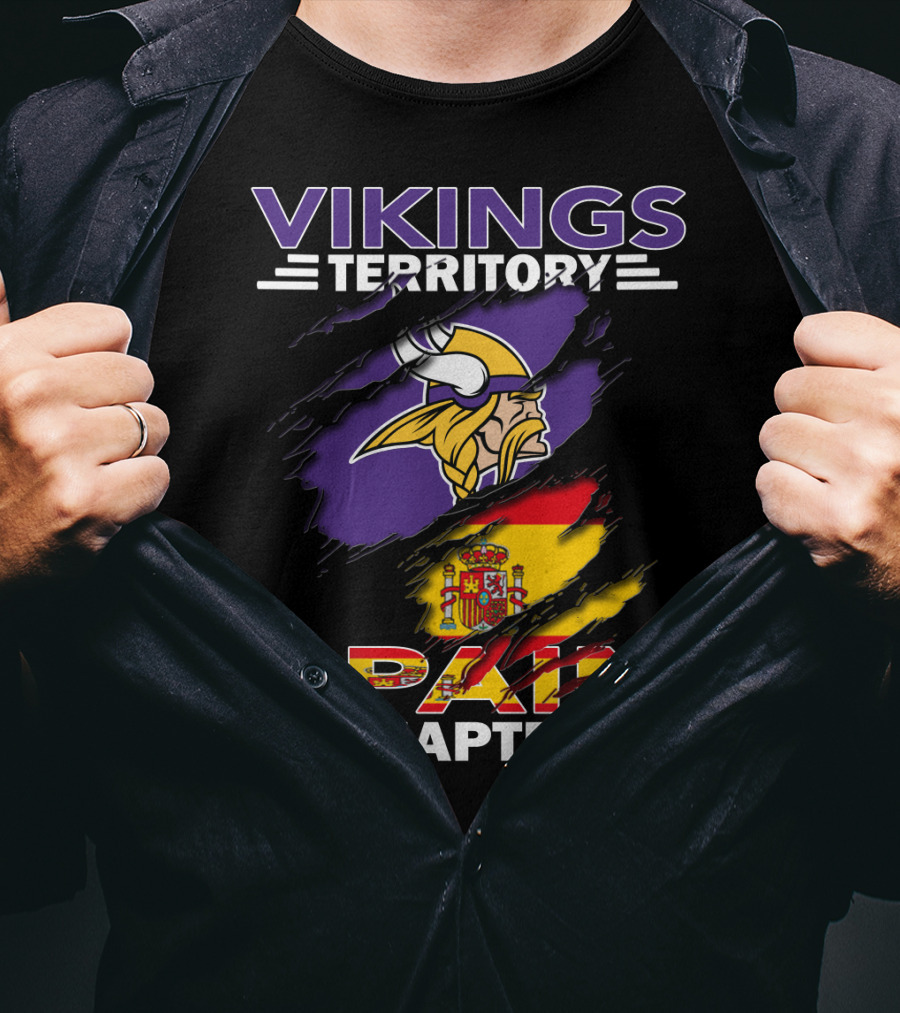 Vikings Territory Spain Chapter Vikings Logo Spain Flag T-Shirt