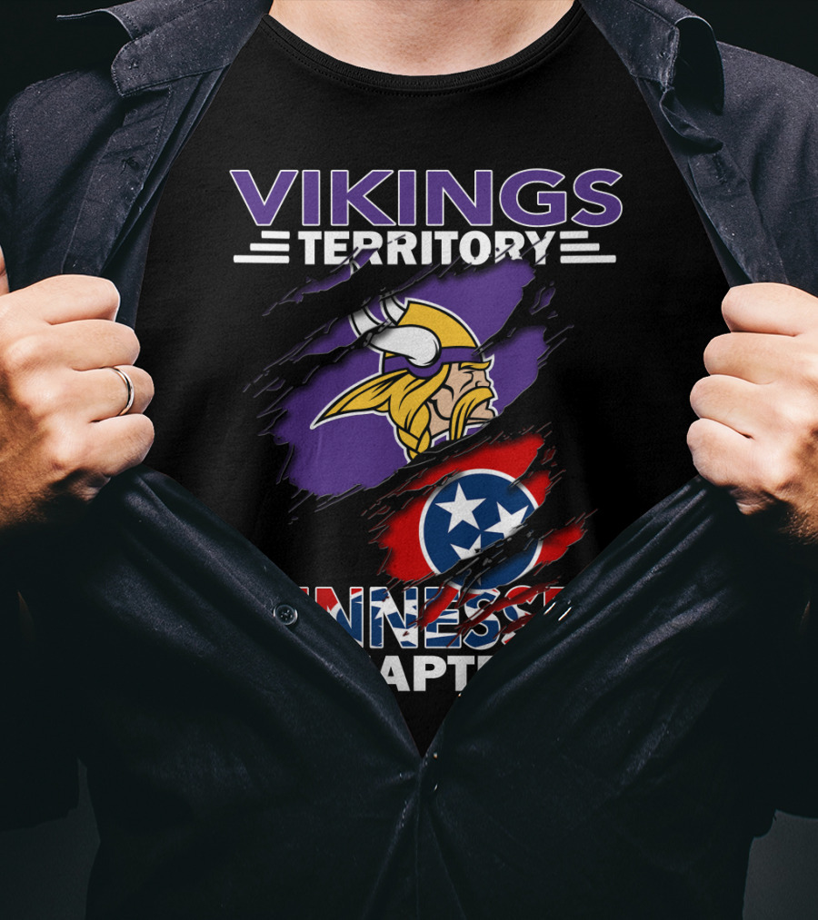 Vikings Territory Tennessee Chapter NFL Vikings And Tennessee Flag Mashup T-Shirt