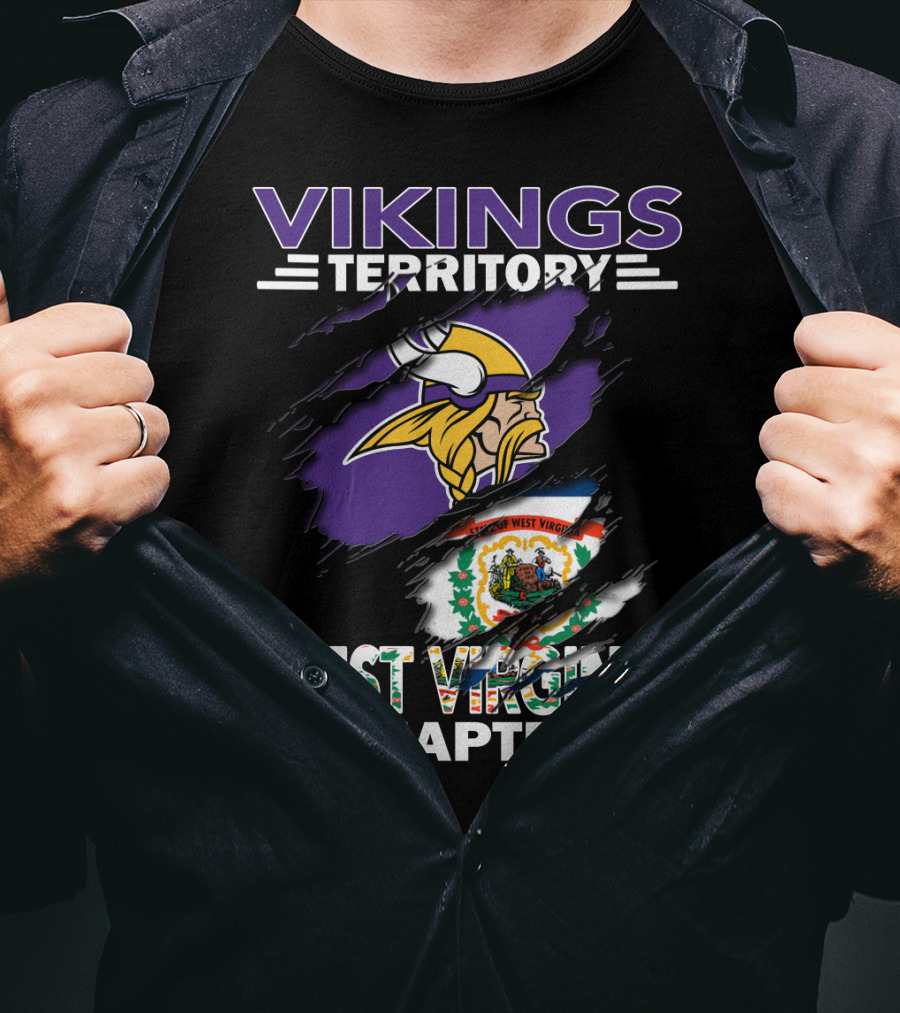 Vikings Territory West Virginia Chapter Flag And Viking Helmet T-Shirt
