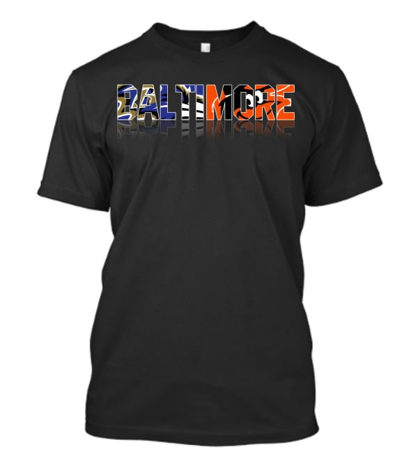 Baltimore City Ravens Orioles Lettering T-Shirt