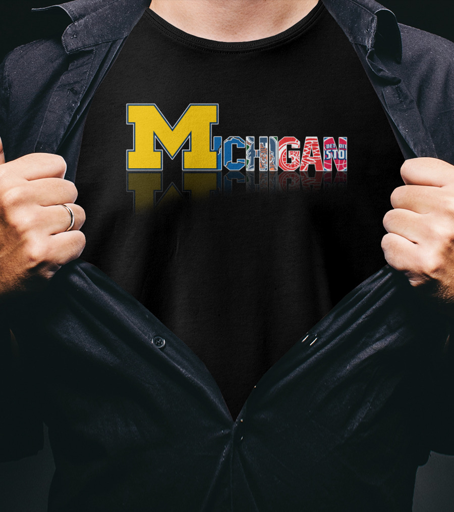 Michigan Wolverines Detroit Pistons Red Wings Lions Tigers T-Shirt