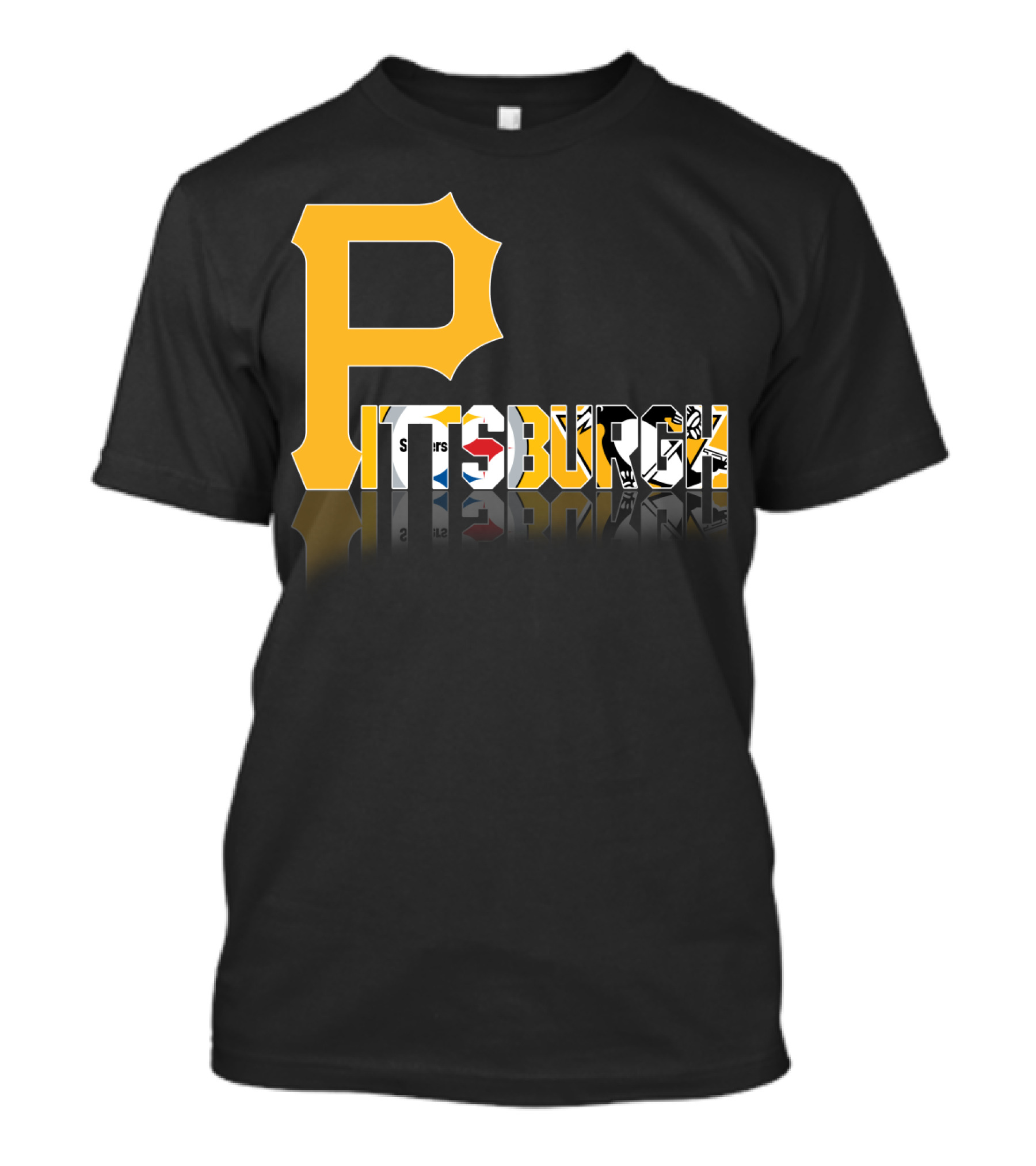 Pittsburgh Steelers Penguins Logos Reflected Contrasts T-Shirt