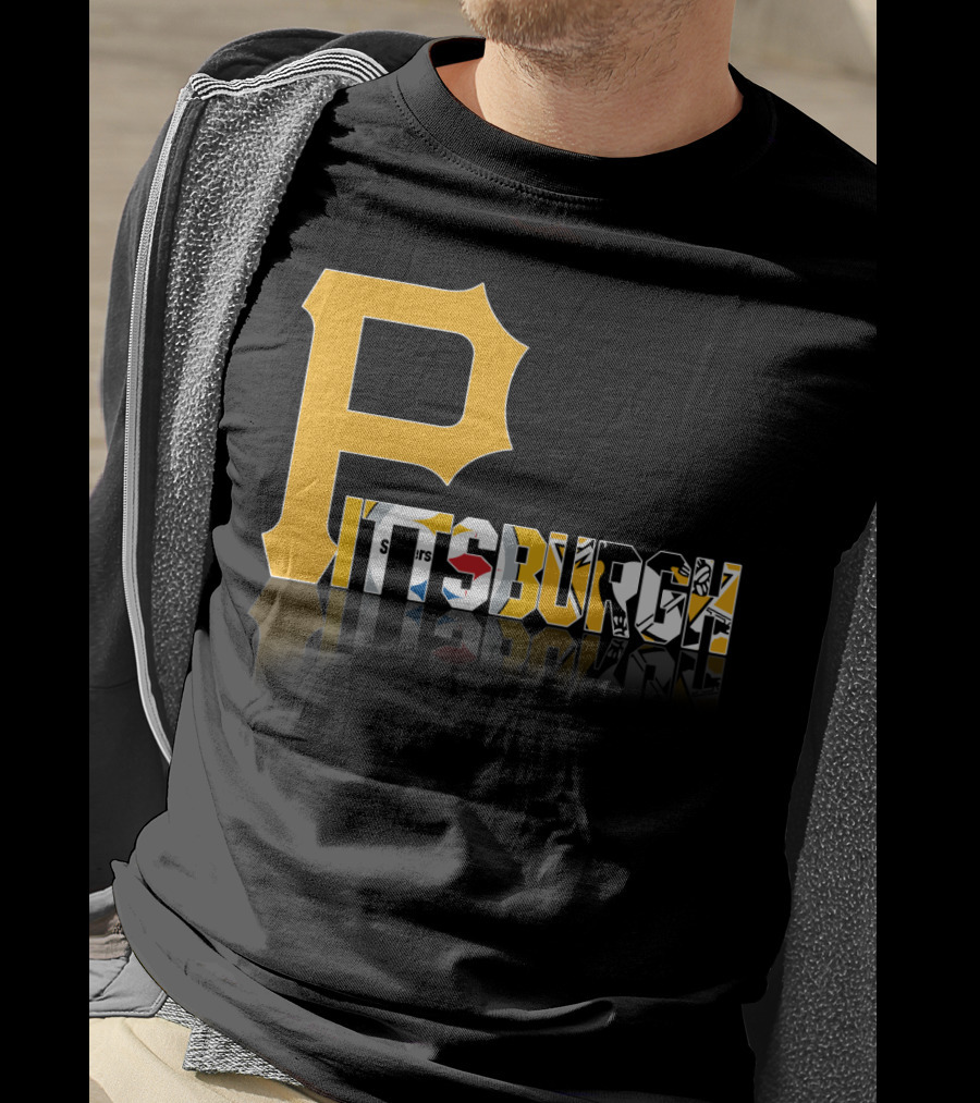 Pittsburgh Steelers Penguins Logos Reflected Contrasts T-Shirt