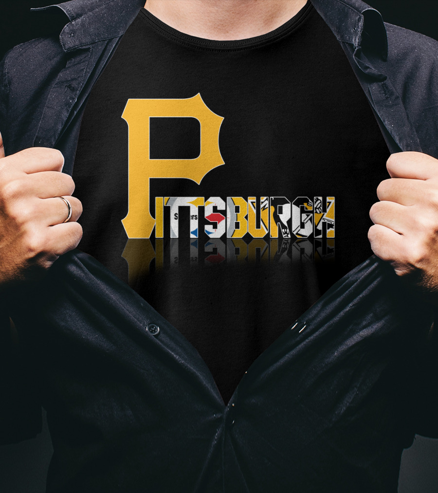 Pittsburgh Steelers Penguins Logos Reflected Contrasts T-Shirt