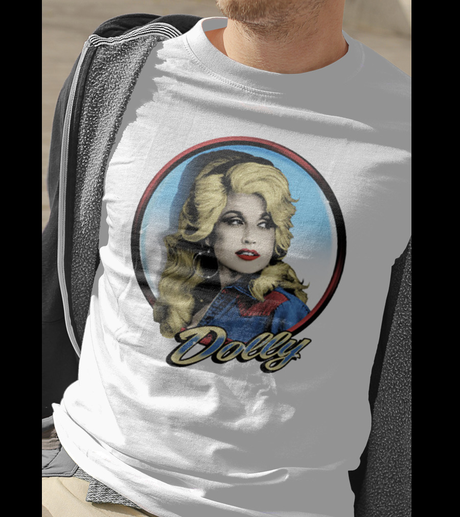 Dolly Parton Retro Portrait Blue Circle T-Shirt