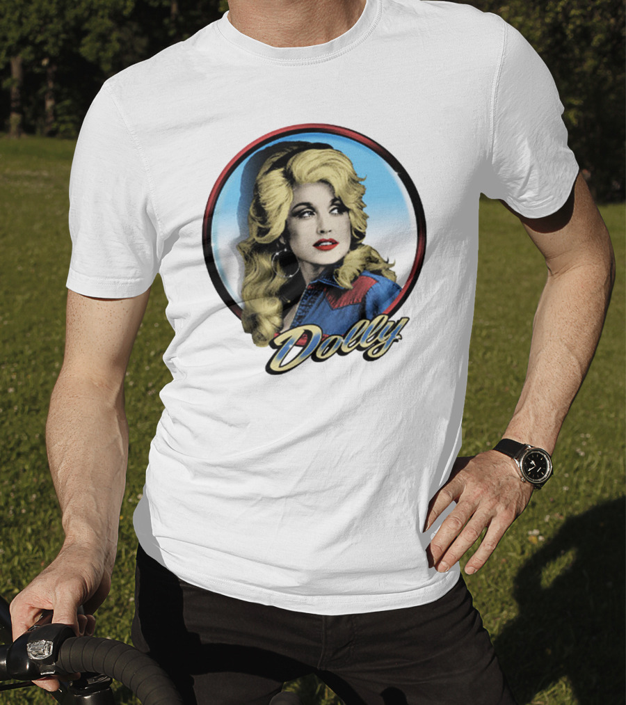 Dolly Parton Retro Portrait Blue Circle T-Shirt