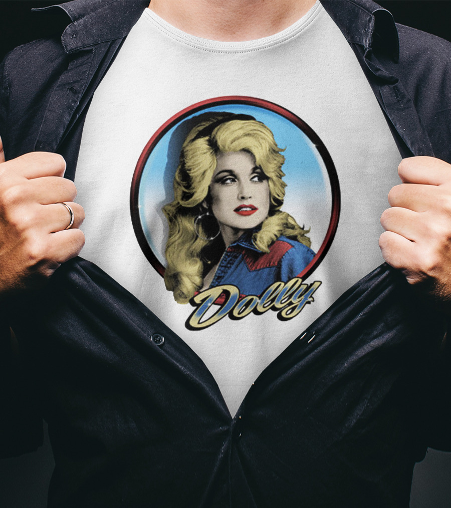 Dolly Parton Retro Portrait Blue Circle T-Shirt