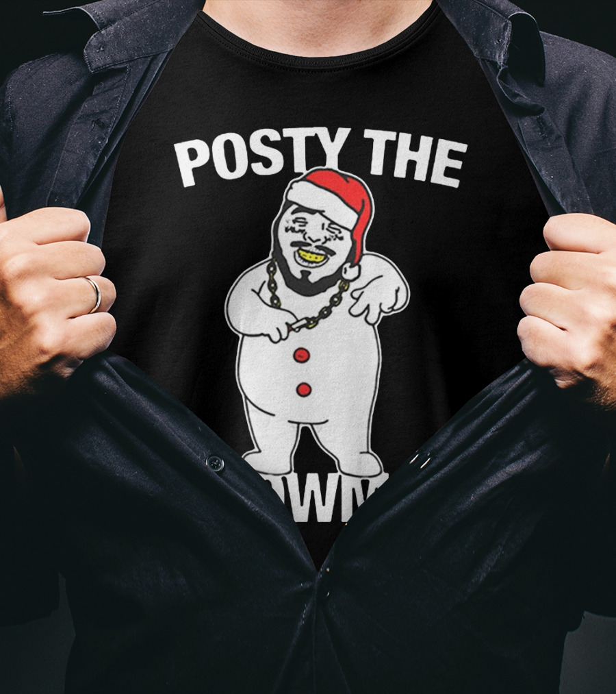 Merry Christmas Posty The Snowman Santa Malone T-Shirt