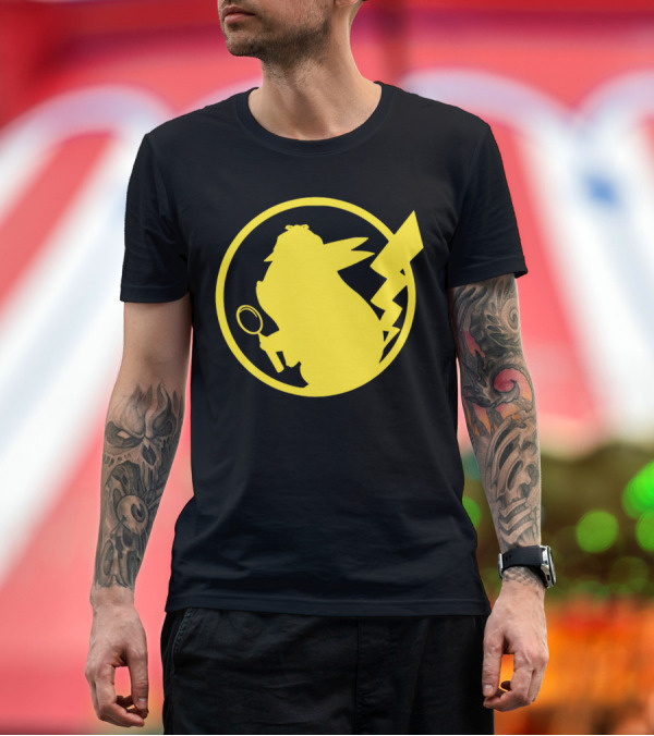 Premium T-Shirt: Pikachu Detective Silhouette Merchandise T-Shirt Pikachu Detective Silhouette Merchandise T-Shirt