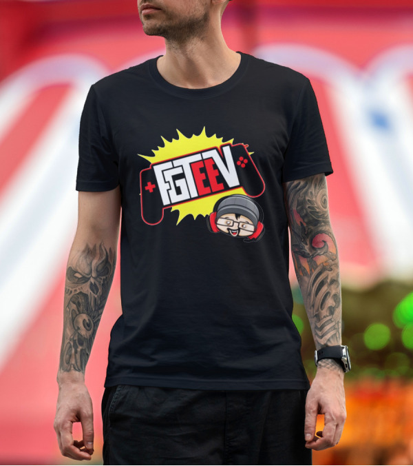 Premium T-Shirt: FGTEEV Gaming Controller Logo with Character Headset T-Shirt FGTEEV Gaming Controller Logo with Character Headset T-Shirt