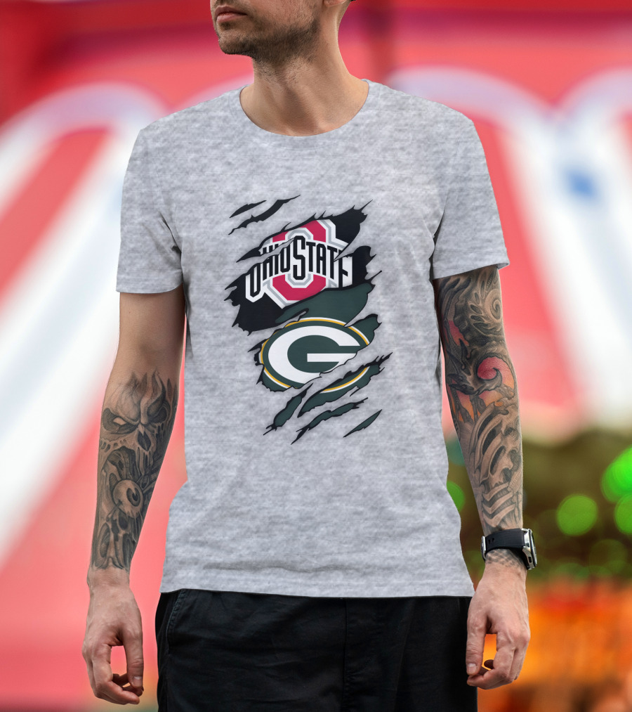 Ohio State Buckeyes Green Bay Packers Claw Rip T-Shirt