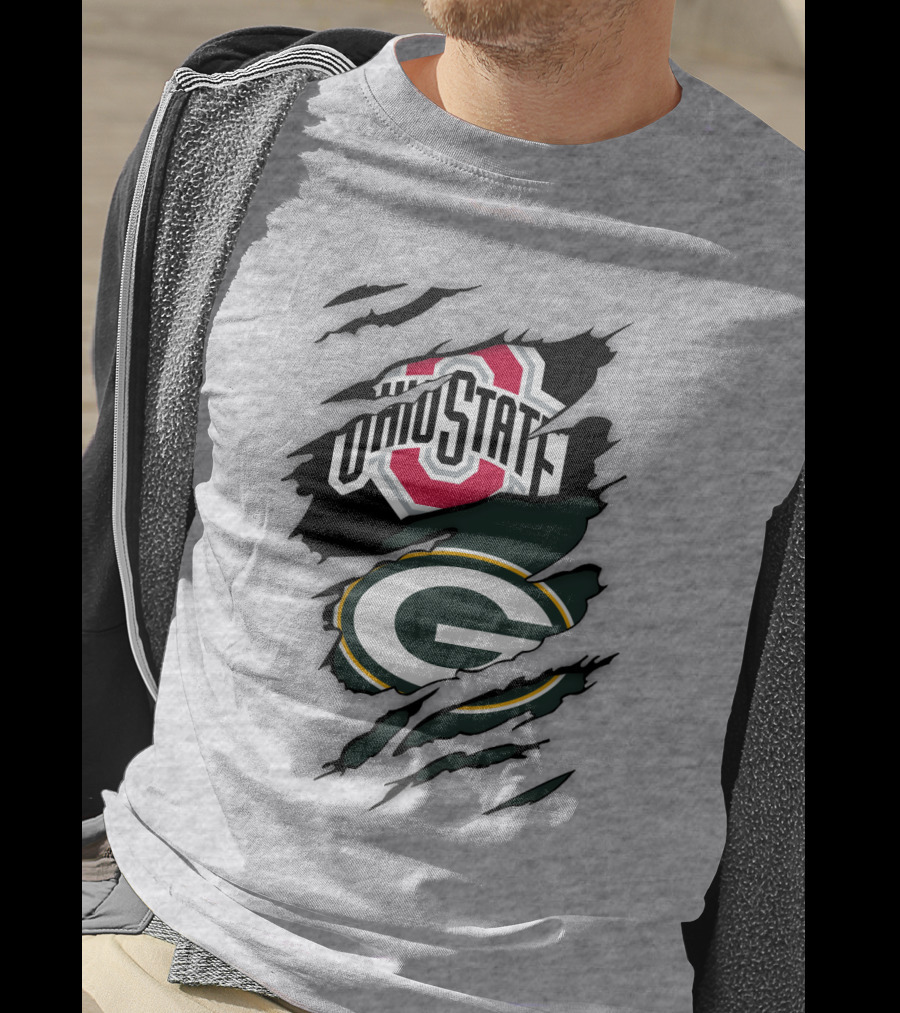 Ohio State Buckeyes Green Bay Packers Claw Rip T-Shirt
