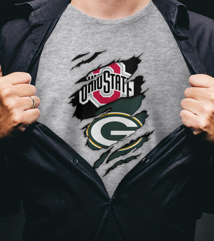 Ohio State Buckeyes Green Bay Packers Claw Rip T-Shirt