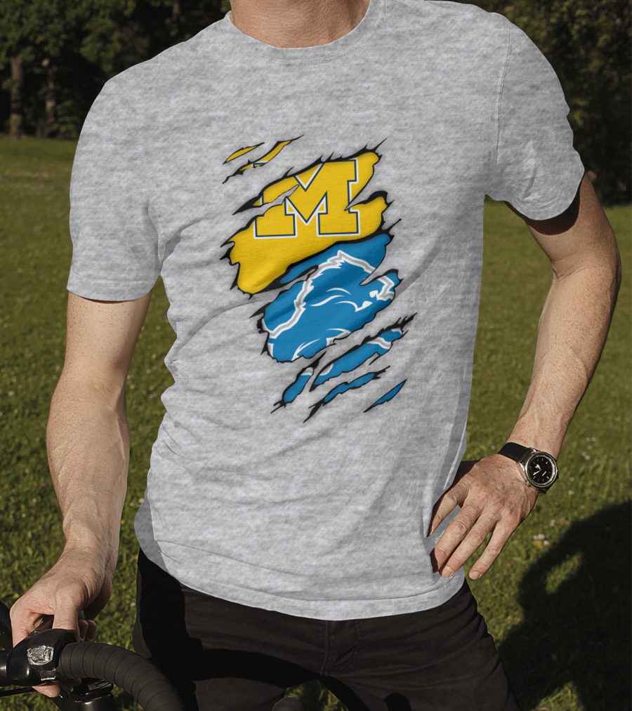 Michigan Wolverines Detroit Lions Crossover T-Shirt